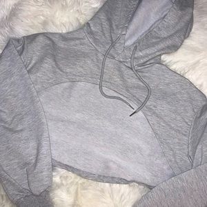 NewSHIEN never worn grey cropped drawstring hoodie